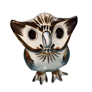 Ken Edwards Vintage Tonalo Pottery Feathered Owl Figurine